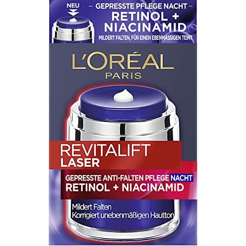Image of L'Oréal Paris Pressed Anti-Wrinkle Night Cream with Retinol and Niacinamide, Night Cream for Wrinkles and Even Complexion, Revitalift Laser, 50 ml
