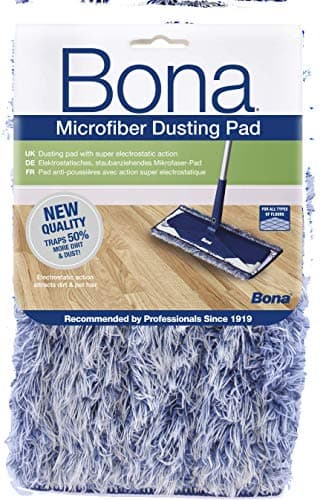 Image of Bona Microfibre Dusting Pad, for Wood and Hard-Surface Floors, fits Bona Family of Mops, 1 Count (Pack of 1), Grey