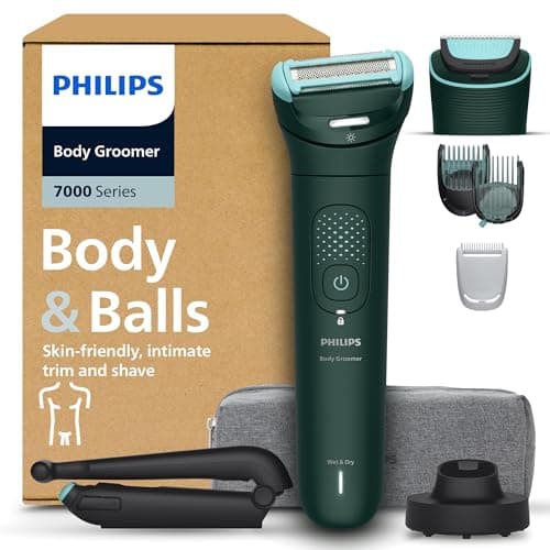 Image of Philips Body Groomer 7000 Series - Trimmer for Men with 2D Flexing Head, Triple Protect Shave System, Interchangeable Heads, Intimate Trim & Shave, 100% Showerproof, 120 min. runtime, Model BG7485/30