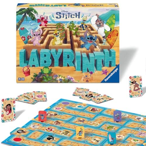Image of Ravensburger Disney Stitch Labyrinth The Moving Maze Game Family Strategy Board Game for Kids & Adults Age 7 Years Up - 2 to 4 Players