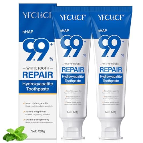 Image of 2PCS 9.9% Hydroxyapatite Toothpaste for Enamel Repair and Tooth Strengthening, Nano Hydroxyapatite Remineralizing Toothpaste, Fluoride Free Gentle Whitening Tooth Paste for Sensitive Teeth, Fresh Mint