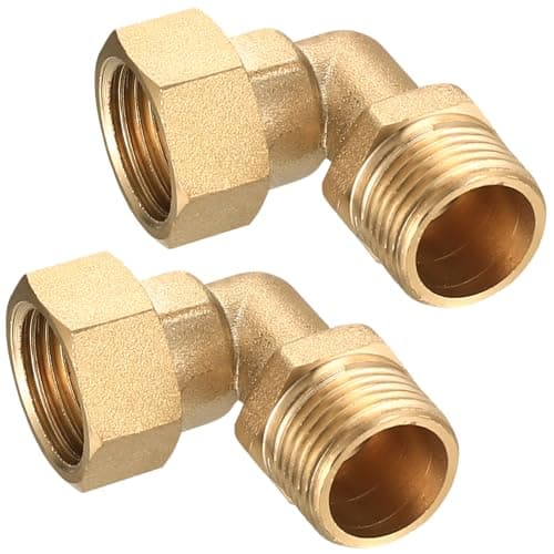 Image of 2 PcsBrass Pipe Fittings, Brass Compression 90 Degree Brass Elbow Pipe Fittings, Elbow 1/2 Inch 90 Degree Elbow Connectors Couplers for Plumbing Fittings