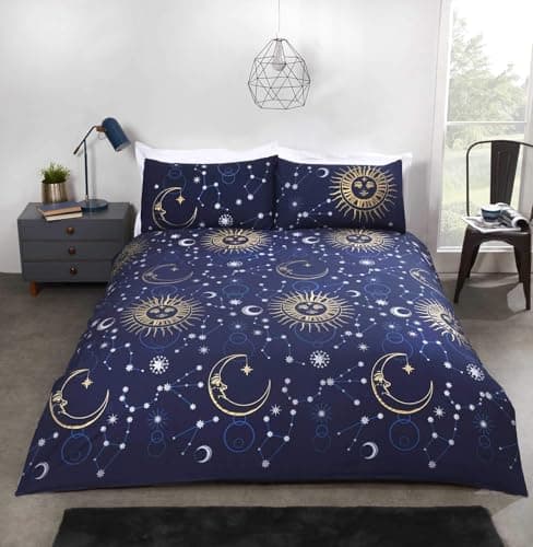 Image of Rapport Home Celestial Single Duvet Cover Set | Navy Blue Galaxy Bedding | Polycotton Blend | Kids & Teens Bedroom Decor