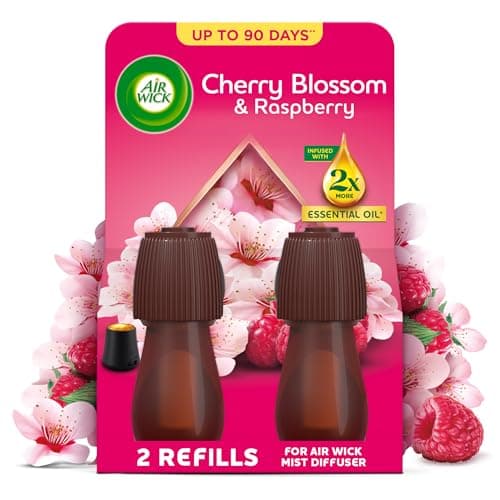 Image of Air Wick Cherry Blossom & Raspberry Essential Mist Twin Refill 20ml, Lasting for up to 45 days per refill, Air Freshener