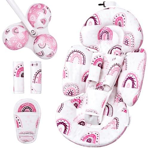 Image of Sweetwavet - Infant Insert Compatible with 4moms Mamaroo Swing and Infant Car Seat, Includes 3 Spare Balls, Reversible Insert for Baby Swing, Stroller, Gorilla Soft Fabric - Bow
