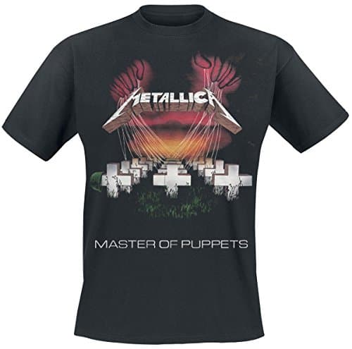 Image of Metallica Men's Master of Puppets European Tour '86_Men_Bl_Ts: L Regular Fit Crew Neck Short Sleeve T - Shirt, Black (Black Black), Large (Manufacturer Size: Large)