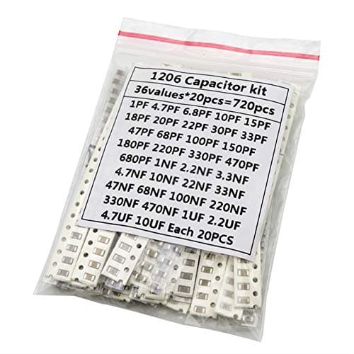 Image of Geeyu ZHaonan-Capacitors 36Values, 720pcs, 1pF-10uF, Electronic Capacitor Set, 1206, SMD, Ceramic Capacitor Assortment Kit, 22PF/47PF/22NF/100NF/2.2UF/4.7UF