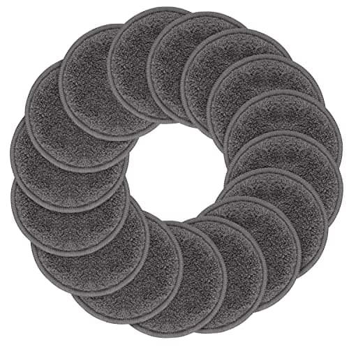 Image of SUNLAND Reusable Makeup Remover Pads for Face,Eye,Lips 16 Pack Microfiber Face Cleansing Gloves Washable with Laundry Bag and Travel Bag Rounds Toner Pads (Round 3.15inchx16, Dark Grey)