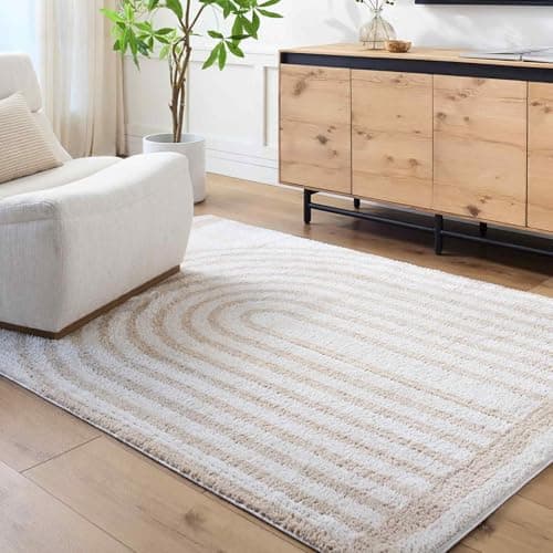 Image of Livabliss Lucile Garissa Shaggy Design – Modern Berber Style Living Room 120x170 cm, Soft Fluffy Bedroom Use, Neutral Boho Look, Plush Thick Pile, Light Beige Beige