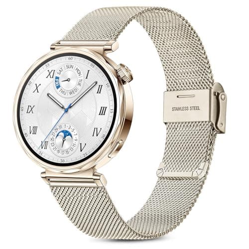 Image of Issinlky Metal band compatible with Huawei Watch GT6 41mm/GT5 Pro 42mm/GT5 41mm/GT4 41mm/Huawei Watch 5 42mm, 18mm Stainless Steel band for Garmin Venu 4 41mm/2S/3S/Vivomove 3S/Vivoactive 4S