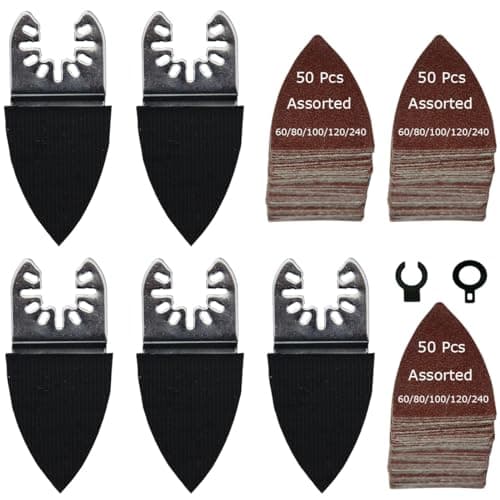 Image of XXGO 155 Pcs Finger Oscillating Multi Tool Sanding Pads Accessories Kits Include 150 Pcs Multitool Finger Sanding Paper Sheets and 5 Pcs Multi Tool Finger Sanding Pads XG155FU