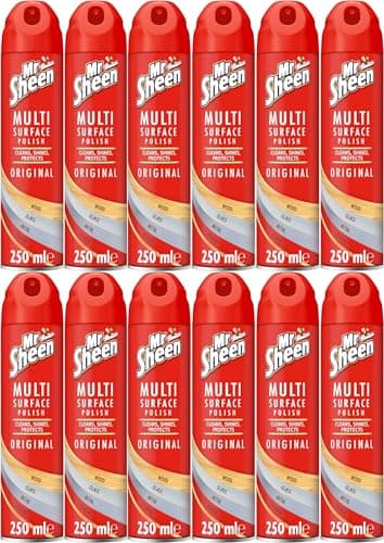 Image of Mr Sheen Multi Surface Polish Spray, For Use on Wood, Plastic, Glass and Metal, Scent: Original, 250ml, Pack of 12