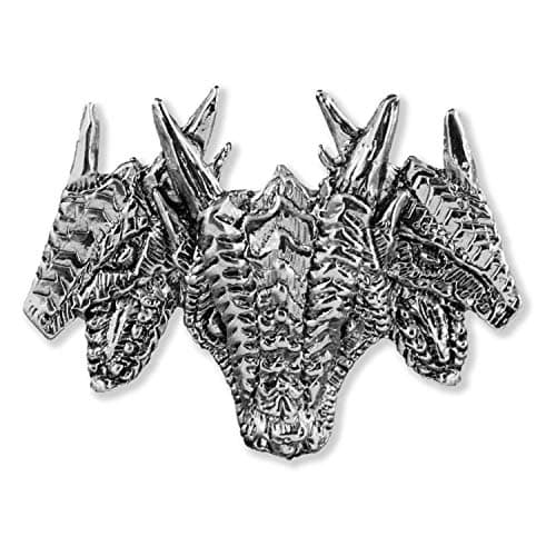 Image of Three Headed Dragon Pin, Mythical, Fire, Celtic, Gothic, Nordic, Norse, Shield, Badge, Pins, Lapel, Brooch, Hat, Backpack, 100+ Gothic Designs Available, Handmade in the USA, S, Pewter