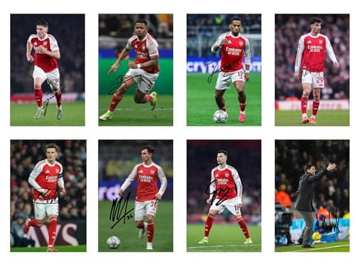 Image of Set of 20 Individual Arsenal Football Players Signed 6X4 Inch Photo Prints With Pre Printed Signatures That Would Make A Great Gift For Any Fan.