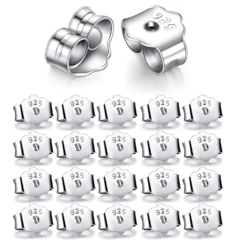 Image of 20Pcs 925 Sterling Silver Earring Backs – Secure & Durable Ear Lockings for Women, DIY Jewelry Replacement (10 Pairs, Anti-Fade)
