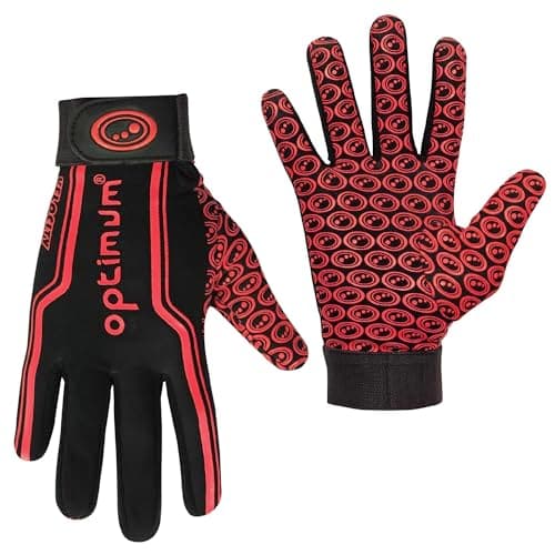 Image of Optimum Thermal Velocity Sports Gloves, All-Weather Elite Performance Grip, Unrestricted Hand Movement, Easy Fasten Strap & Insulated Warmth for Cold Weather Confidence - L, Black/Red