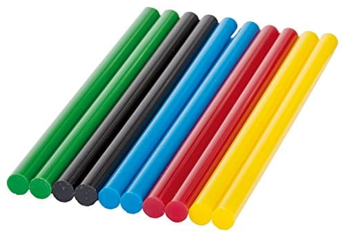 Image of Bosch 10x Colour Glue Sticks (Red, Yellow, Green, Blue, Black, Ø 7mm, Accessories Hot Melt Glue Guns)