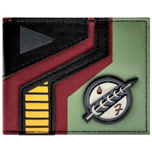 Image of The Empire Strikes Back Star Wars Boba Fett Mandalorian Bounty Hunter Wallet Bi-Fold ID & Card Holder, Green