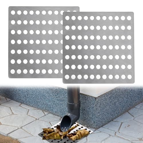Image of 2Pack Steel Rustproof Square Drain Covers - Mesh Drainage Covers with Stainless Steel Swirl Design for Shower & Garden Leaf Guard