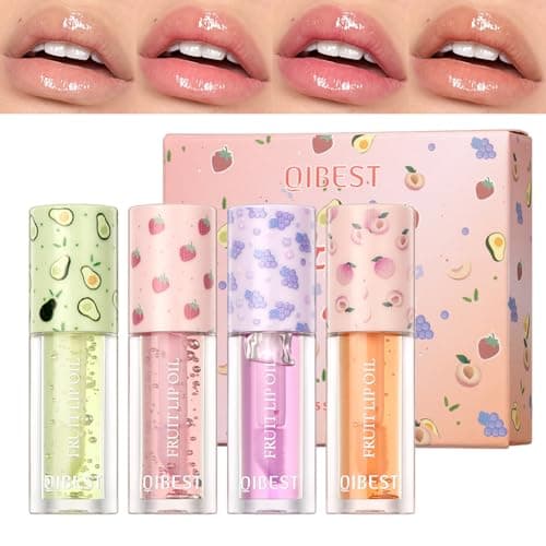 Image of Mrettick Hydrating Lip Gloss 4 Pack Moisturizing Lip Balm Fruit-Flavored Lip Glow Oil Set Lip Care Kit,Beauty Gifts Sets for Women (#2, M)