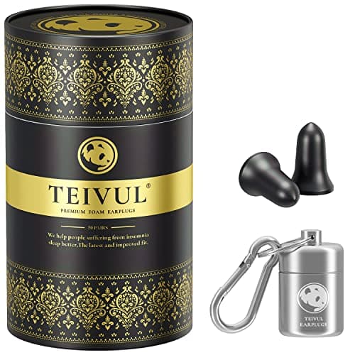 Image of TEIVUL Soft Foam Ear Plugs 50 Pairs,Hearing Protection 38dB,Ear Plugs for Sleeping and Noise Cancelling,Ear Plugs for Travel,Work,Study, Concerts, Black, 100.0 count