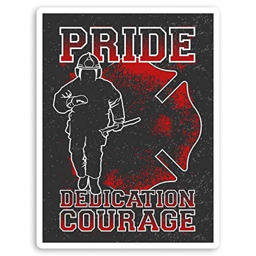 Image of 2 x 10cm Firefighter Vinyl Stickers - Fireman Services Laptop Sticker #30072 (10cm Tall)