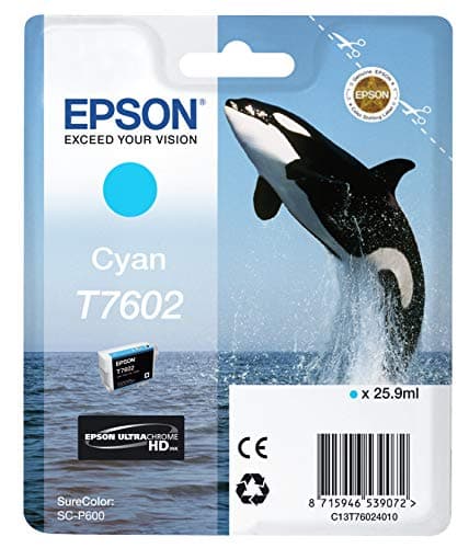 Image of Epson Killer Whale T7602 Ink Cartridge, Cyan, Genuine,25.9 ml
