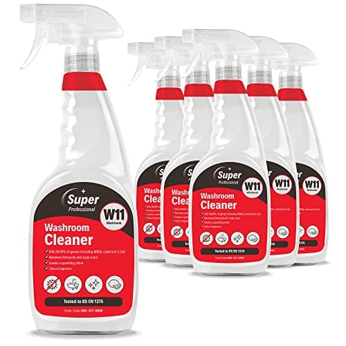 Image of Super Professional Washroom Cleaner Trigger Spray 750ml x 6 – W11 Bathroom Cleaner – Removes Limescale, Green