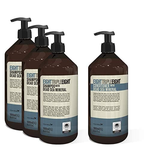 Image of Eight Triple Eight Dead Sea Mineral Hair Care Set- 3x Shampoo & 1x Conditioner 1 Litre