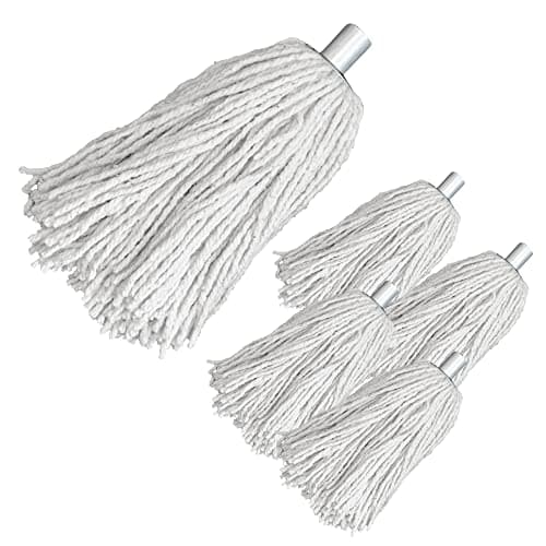 Image of Pack of 2 Industrial Mop Heads Replacement, PY.14 Pure Yarn Cotton Mop with Galvanised Socket, Heavy Duty Head Replacement for All-Around Floor Cleaning