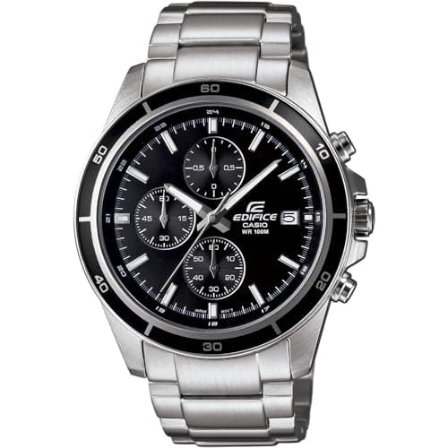 Image of Edifice Men's Quartz Watch with Black Dial Analogue Display and Silver Stainless Steel Bracelet EFR-526D-1AVUEF