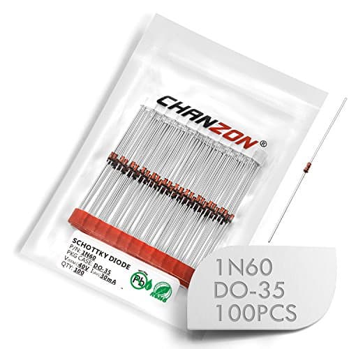 Image of (Pack of 100 Pieces) Chanzon 1N60 Schottky Barrier Rectifier Diodes 30mA 40V DO-35 (DO-204AH) Axial IN60 30 mA 40 Volt Small Signal Switching Diode for TV AM FM Radio