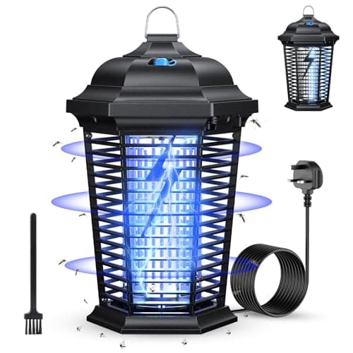 Image of PKBD Electric Fly Zapper Indoor Outdoor, 20W Hangable Bug Zapper with 4000V & Auto Light Sensor, Rainproof Insect Mosquito Killer Lamp for Kitchen Patio Backyard Garden, 3m Power Cord