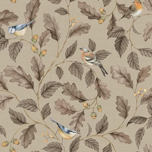 Image of Crown M1884 Oakleigh Trail Luxury Fabric Textured Wallpaper, Taupe