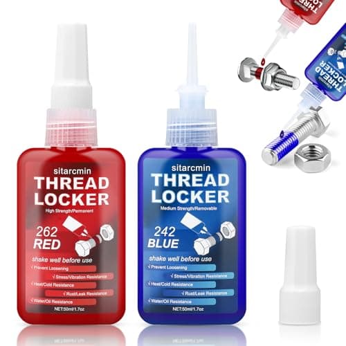 Image of Thread Lock 50ml + 50ml - Medium and Strong Strength threadlocker, Heat-Resistant Anaerobic Curing Locktight Threadlock for Nuts Bolts Fasteners - Prevents Loosening Leakage, Corrosion(Blue, Red)