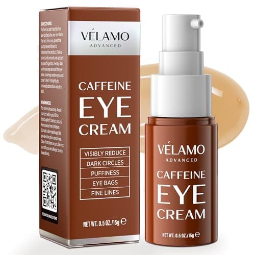 Image of VELAMO ADVANCED Caffeine Eye Cream for Dark Circles, Puffiness & Under Eye Bags – Energizing & Depuffing Under Eye Cream to Smooth Wrinkles & Fine Lines – Dermatologist Tested 15g