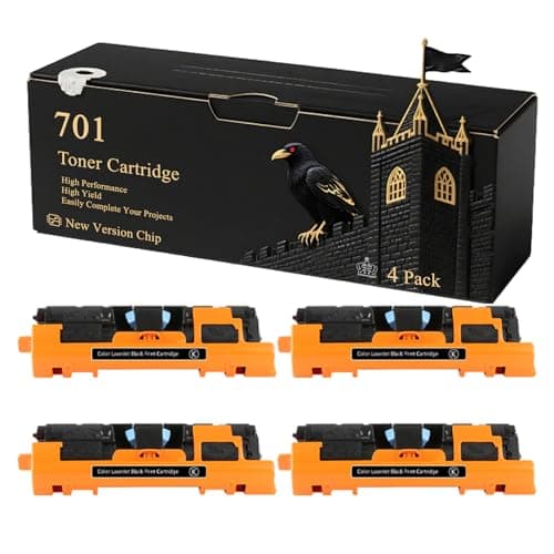 Image of 701 Toner Cartridge Compatible for Canon i-SENSYS LBP-2410 MF8180C LaserBase MF8180C LBP-5200 Printers, With Chip, 5000 Pages, Vibrant Colours (4 Pack Black)