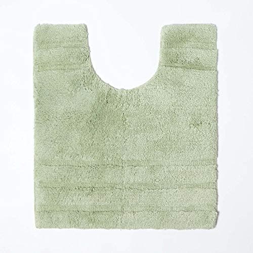 Image of HOMESCAPES Spa Supreme Luxury Pedestal Mat, Sage Green, Very Heavy 1800 GSM, Super Soft Plush Cotton, 50x55cm, Washable at Home. Bath Mats Sold Seperately