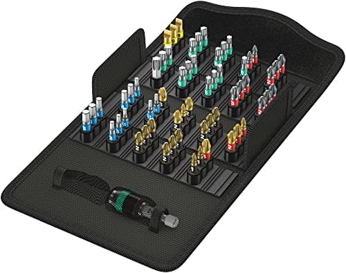 Image of Wera 05057441001 Bit-Safe 61 Bitorsion 1 Screwdriver Bit Assortment 61 Pieces, Multi-Colour, One Size