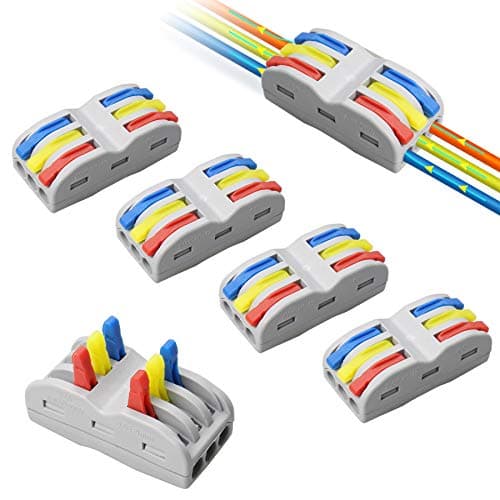 Image of 16pcs Lever Nut Wire Connectors, Conductor Compact Wire Connectors 6 Hole Quick Cable Clamp Terminal Block Spring Connector Electrical Connectors (Multicolor Lever)
