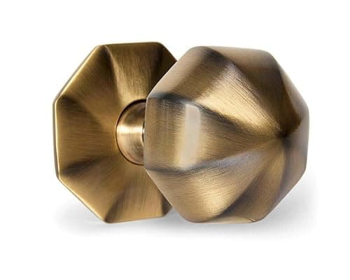 Image of Designer Levers Octagonal Centre Door Knob - 57mm - Antique Brass