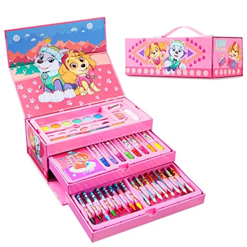Image of Paw Patrol Art Set Kids Colouring Pencils Felt Tip Pens Crayons Paints Stationery Crafts Boys Girls Art Supplies Preschool Travel 40 Plus Pcs Gift Set (Pink)