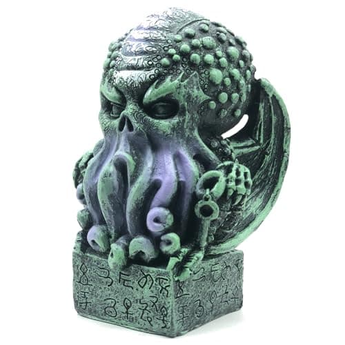Image of Romeeton Cthulhu Skull Figurine 7" H Kraken Giant Sea Monster Octopus Sculpture Gift (Green)