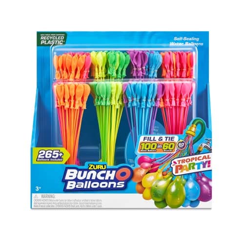 Image of ZURU - BUNCH O BALLOONS - Tropical Party pack of 8 clusters - 265 water bombs - Outdoor play - Water game - 56481