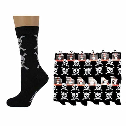 Image of Macahel Men's Cotton Rich Skull on Black Ankle Socks