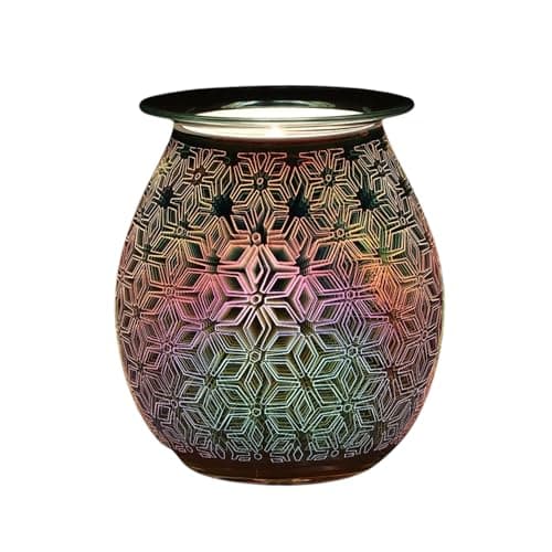Image of 3D Glass Oil Burner Lamp - Geometric Multicolour Electric Wax Melt & Essential Oil Diffuser, Unique Gift, Home Decor, Aromatherapy