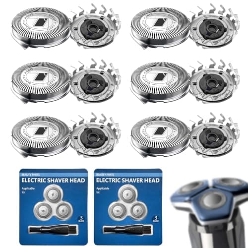 Image of SH71 Replacement Shaver Heads 6 Pack Shaver Series 7000 (S7XXX) and Angular-Shaped Series 5000 (S55XX) S5531/S5532/S5533/S5536/S5830/S6600 & S6800 with Cleaning Brush