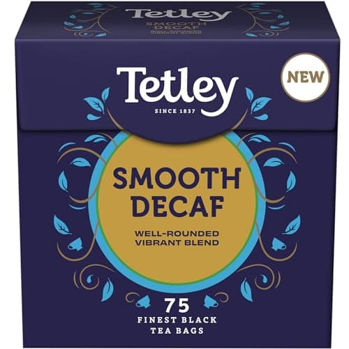Image of Tetley Smooth Decaf Tea, 75 Teabags - Rainforest Alliance Certified Decaf Tea Bags - Rich, Smooth Taste for a Full Flavoured British Brew at Breakfast or Anytime