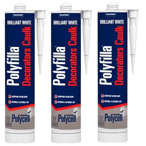 Image of Decorators Caulk 290ml – White (Pack of 3) | Flexible Acrylic Sealant for Interior & Exterior Use | Smooth Finish, Paintable in 1 Hour