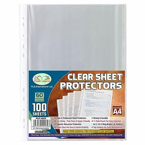 Image of 500 Pcs - A4 Punched Pockets Filing Folders Strong Clear Sheet Protector Heavy Duty Poly Wallet Document File Binder Poly Pockets Everyday Use for Home School Office (60 Microns)